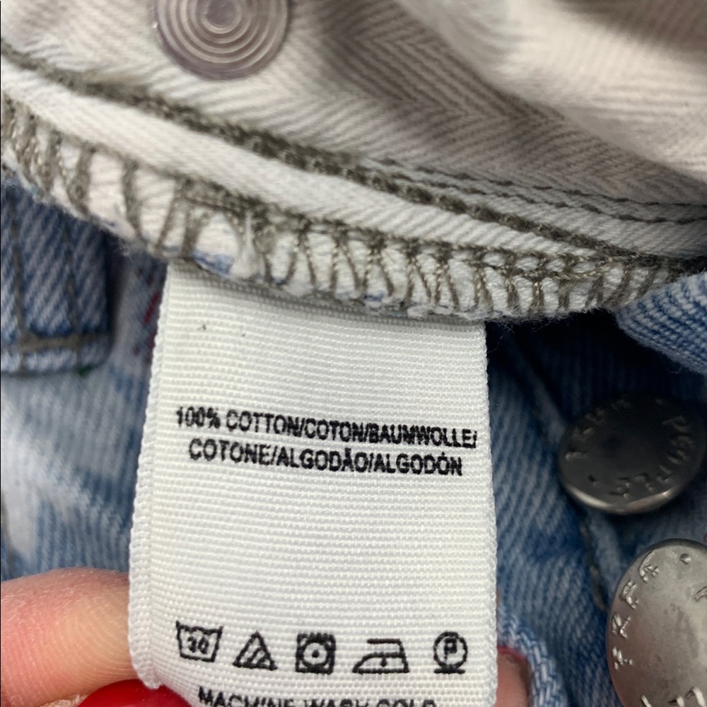 We The Free FP Blue Floral Jeans Size 26 Cotton Straight Leg light Wash denim - Picture 9 of 16